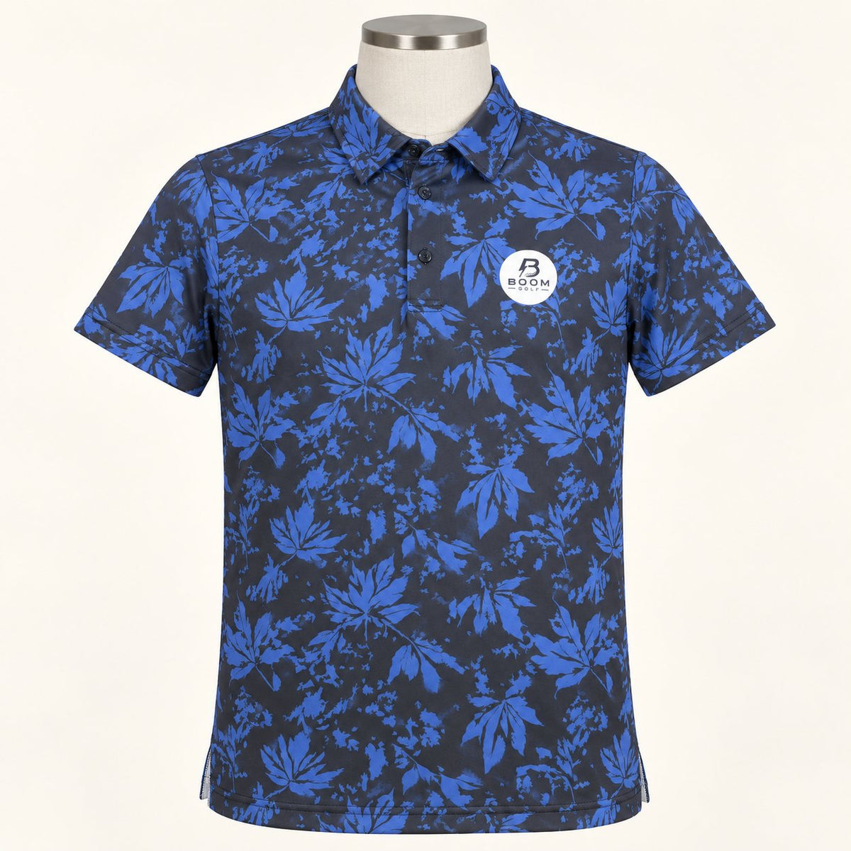 Boom Golf Canopy - The Night Leaf - Floral Performance Polo | Navy & Royal