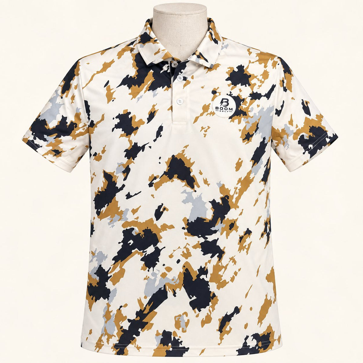 Boom Golf Dune - The Desert Camo - Camo Performance Polo | Cream, Tan & Black