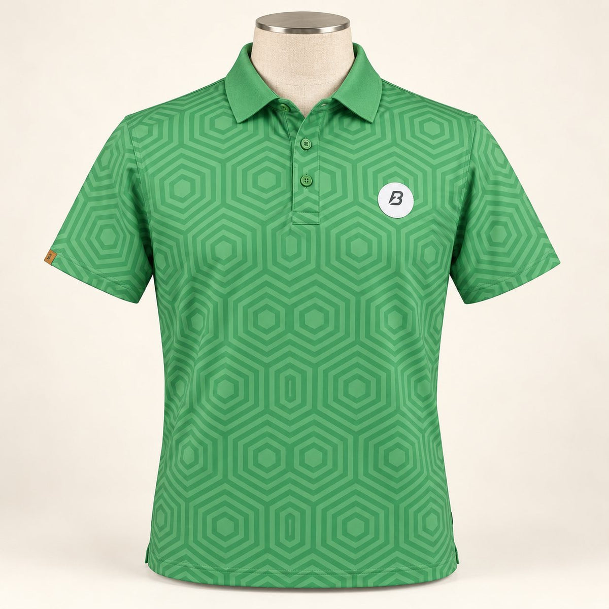 Boom Golf Hexa - The Fairway Hex - Tonal Geometric Performance Polo | Kelly Green
