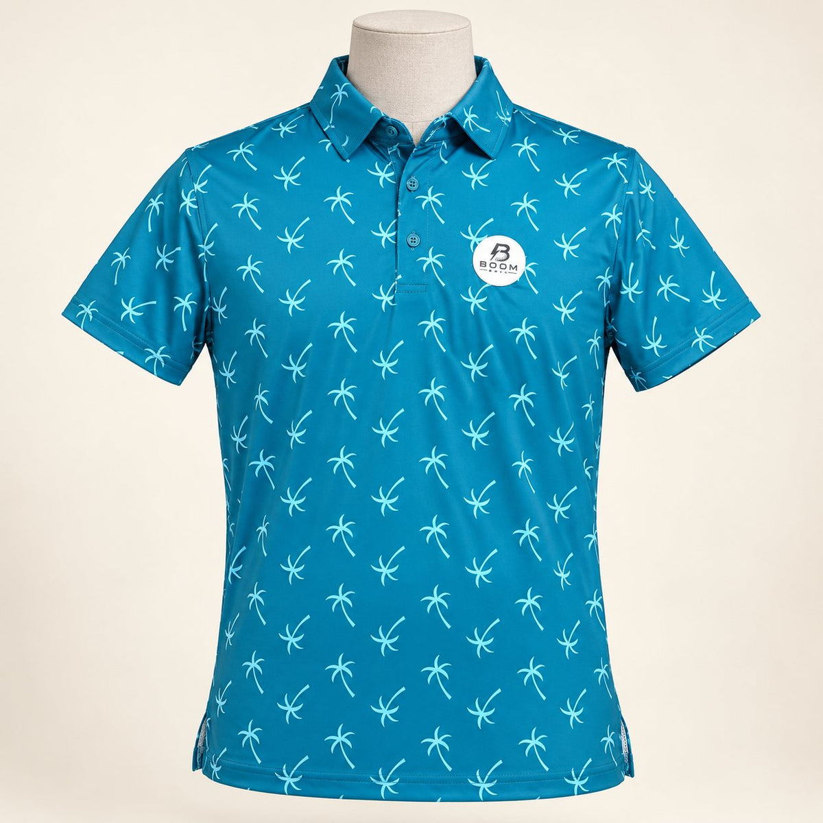 Boom Golf Palm Drift - The Castaway - Tropical Performance Polo | Teal & Aqua
