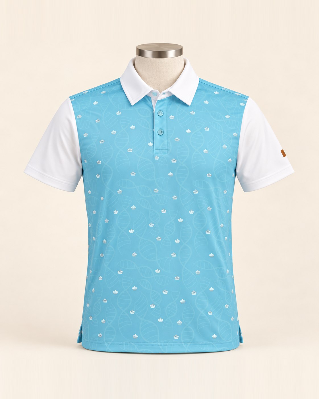 Royal DNA - The Crown Jewel - Micro Print Performance Polo | Sky Blue & White